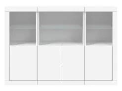 Aparador Aparador Cómoda Gabinete Unidad de Almacenamiento Organizador Cocina Sala de Estar con Luces LED 3 Piezas Madera de Ingeniería Blanca 02_0037195