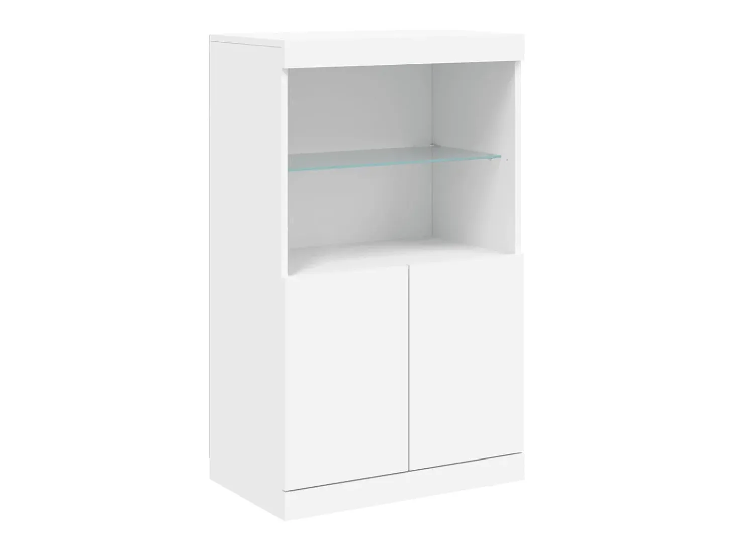 Aparador Aparador Cómoda Gabinete Unidad de Almacenamiento Organizador Cocina Sala de Estar con Luces LED 3 Piezas Madera de Ingeniería Blanca 02_0037195