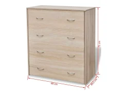 Aparador aparador consola mueble mueble de almacenamiento con 4 cajones 71 cm color roble marrón 4402121