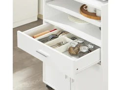 Aparador Auxiliar bajo de Cocina para microondas,con 2 Puertas y 1 cajón,L59 cm x P40 cm x H92 cm,FSB09-W SoBuy ES