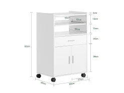 Aparador Auxiliar bajo de Cocina para microondas,con 2 Puertas y 1 cajón,L59 cm x P40 cm x H92 cm,FSB09-W SoBuy ES