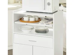 Aparador Auxiliar bajo de Cocina para microondas,con 2 Puertas y 1 cajón,L59 cm x P40 cm x H92 cm,FSB09-W SoBuy ES