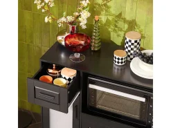 Aparador Auxiliar de Almacenamiento para Microondas con Ruedas Armario de Cocina con 3 Puertas y un Cajón 88.5 x 40 x 89 cm Negro FSB78-SCH SoBuyES