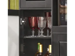 Aparador Auxiliar de Almacenamiento para Microondas con Ruedas Armario de Cocina con 3 Puertas y un Cajón 88.5 x 40 x 89 cm Negro FSB78-SCH SoBuyES