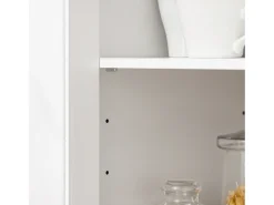 Aparador Auxiliar de Almacenamiento para Microondas con 4 Ruedas Mueble Auxiliar de Comedor con 3 Puertas y 1 Cajón 88,5 x 40 x 89 cm Blanco FSB78-W SoBuyES
