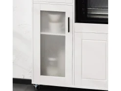 Aparador Auxiliar de Almacenamiento para Microondas con 4 Ruedas Mueble Auxiliar de Comedor con 3 Puertas y 1 Cajón 88,5 x 40 x 89 cm Blanco FSB78-W SoBuyES