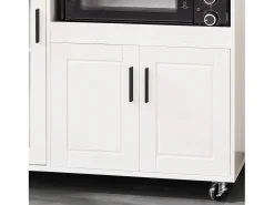 Aparador Auxiliar de Almacenamiento para Microondas con 4 Ruedas Mueble Auxiliar de Comedor con 3 Puertas y 1 Cajón 88,5 x 40 x 89 cm Blanco FSB78-W SoBuyES