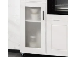 Aparador Auxiliar de Almacenamiento para Microondas con 4 Ruedas Mueble Auxiliar de Comedor con 3 Puertas y 1 Cajón 88,5 x 40 x 89 cm Blanco FSB78-W SoBuyES