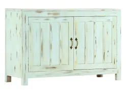 Aparador Azul Claro 110x35x70 cm Madera Maciza de Mango
