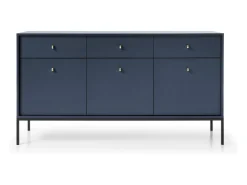 Aparador azul marino, 153,4 x 83 x 39 cm, patas negras