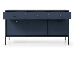 Aparador azul marino, 153,4 x 83 x 39 cm, patas negras