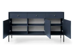 Aparador azul marino, 153,4 x 83 x 39 cm, patas negras