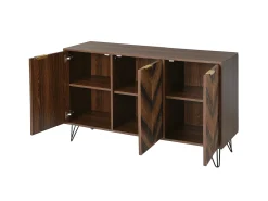 Aparador bajo 3 puertas - para cocina salón - madera y metal - estilo vintage - marrón