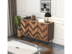 Aparador bajo 3 puertas - para cocina salón - madera y metal - estilo vintage - marrón