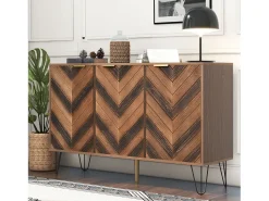 Aparador bajo 3 puertas - para cocina salón - madera y metal - estilo vintage - marrón