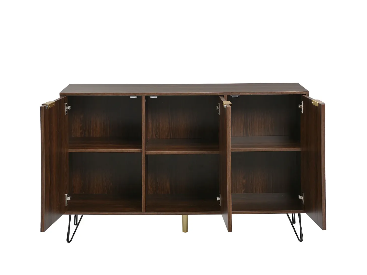Aparador bajo 3 puertas - para cocina salón - madera y metal - estilo vintage - marrón