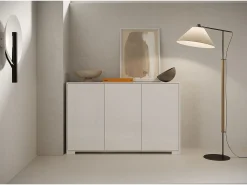 Aparador bajo 3 puertas 130x40x83 cm Lumina blanco brillante
