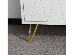 Aparador bajo con 6 cajones - Cómoda - Madera MDF y metal dorado - 60 x 34 x 90 cm - Blanco