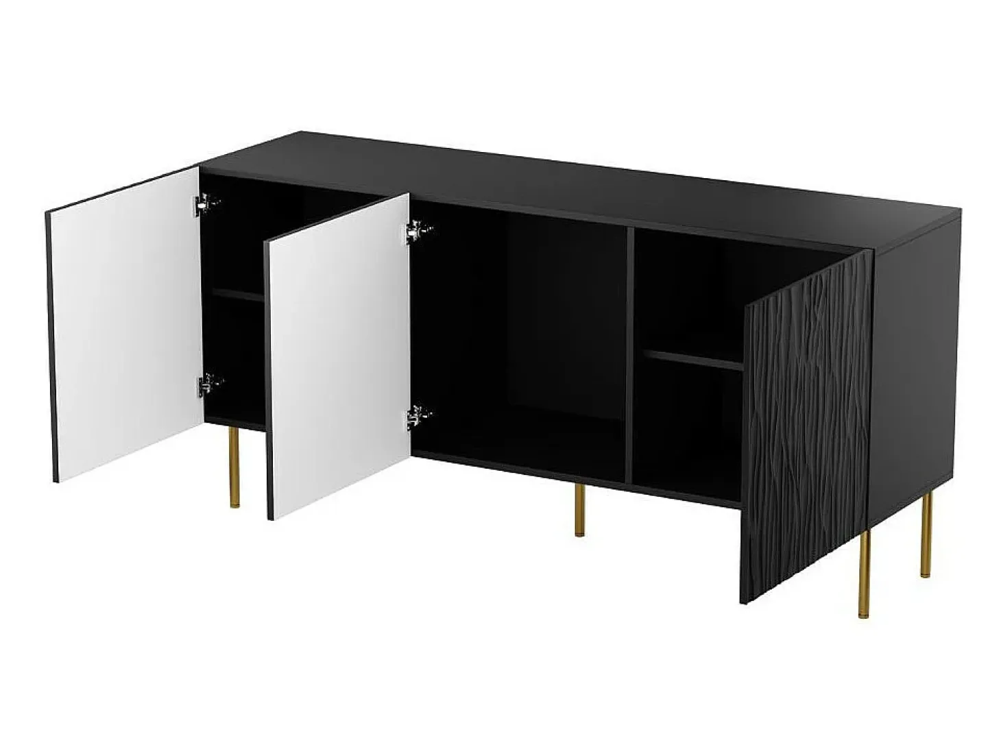 Aparador bajo de diseño negro mate 152 cm Mokt
