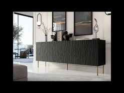 Aparador bajo de diseño negro mate 190 cm Mokt