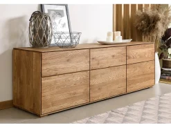 Aparador bajo en madera maciza de roble 3 puertas Inka 172 cm