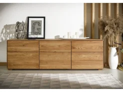 Aparador bajo en madera maciza de roble 3 puertas Inka 172 cm