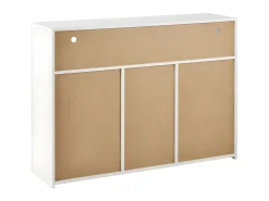 Aparador bajo Moserne - Mueble auxiliar blanco brillo con iluminación LED y mando a distancia - Blanco