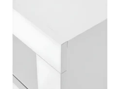 Aparador bajo Moserne - Mueble auxiliar blanco brillo con iluminación LED y mando a distancia - Blanco