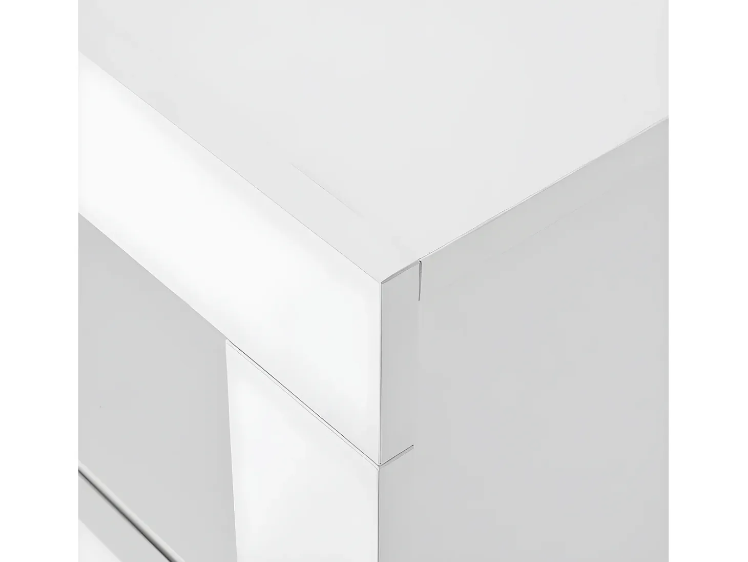 Aparador bajo Moserne - Mueble auxiliar blanco brillo con iluminación LED y mando a distancia - Blanco
