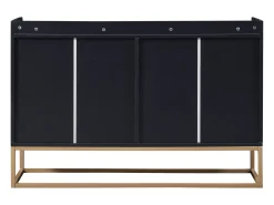 Aparador bajo, mueble de cocina con 4 puertas y estantes ajustables, para comedor, sala de estar, color negro