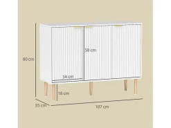 Aparador Bali Homcom 3 puertas blanco 80x107x35 cm