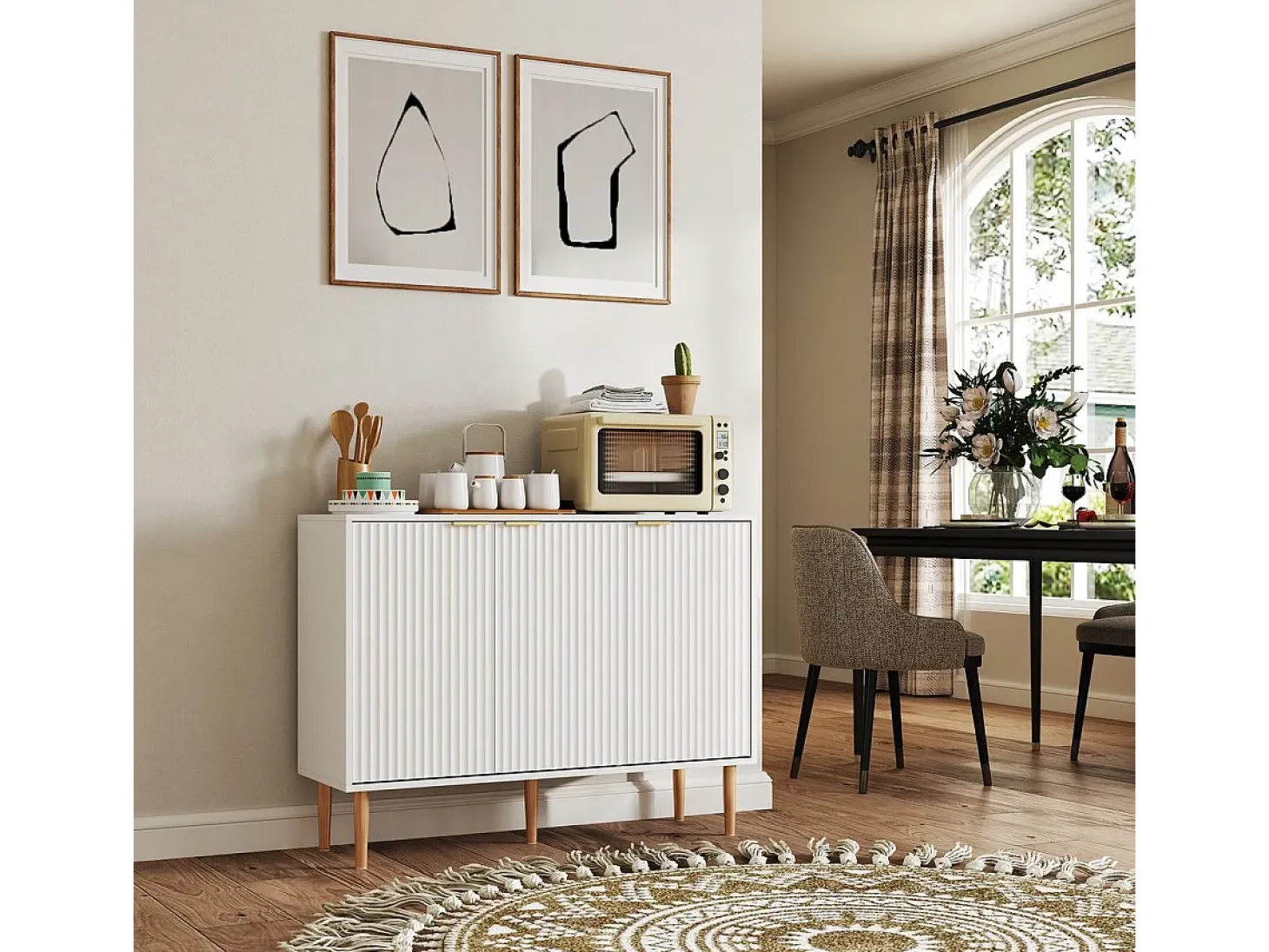Aparador Bali Homcom 3 puertas blanco 80x107x35 cm