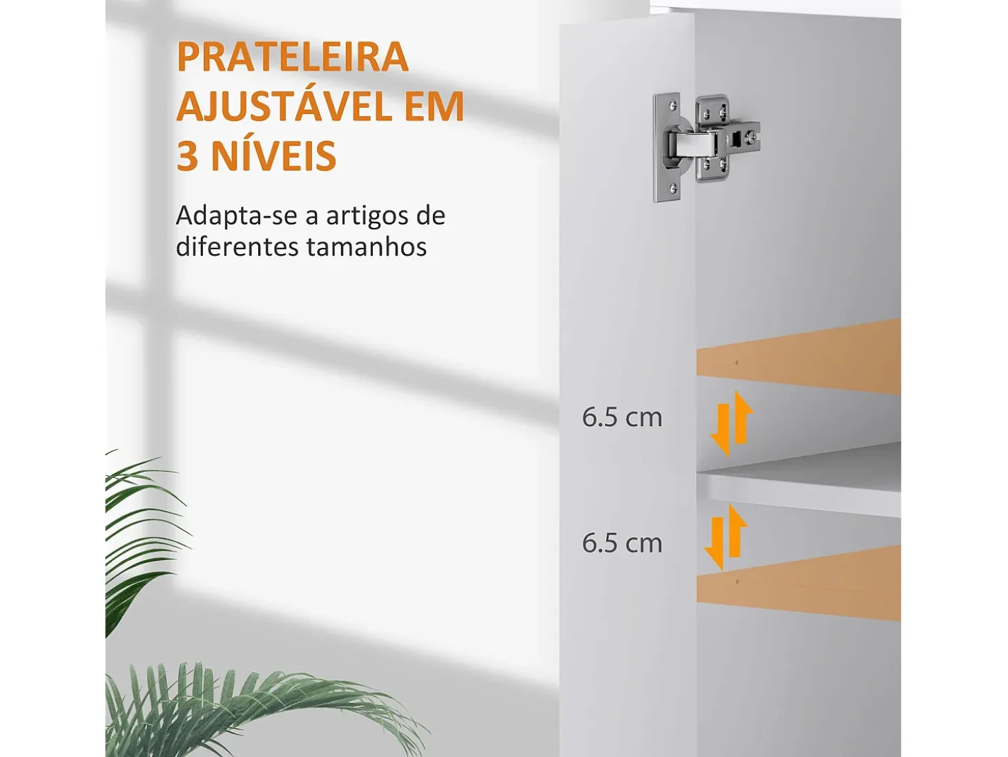 Aparador Bali Homcom 3 puertas blanco 80x107x35 cm