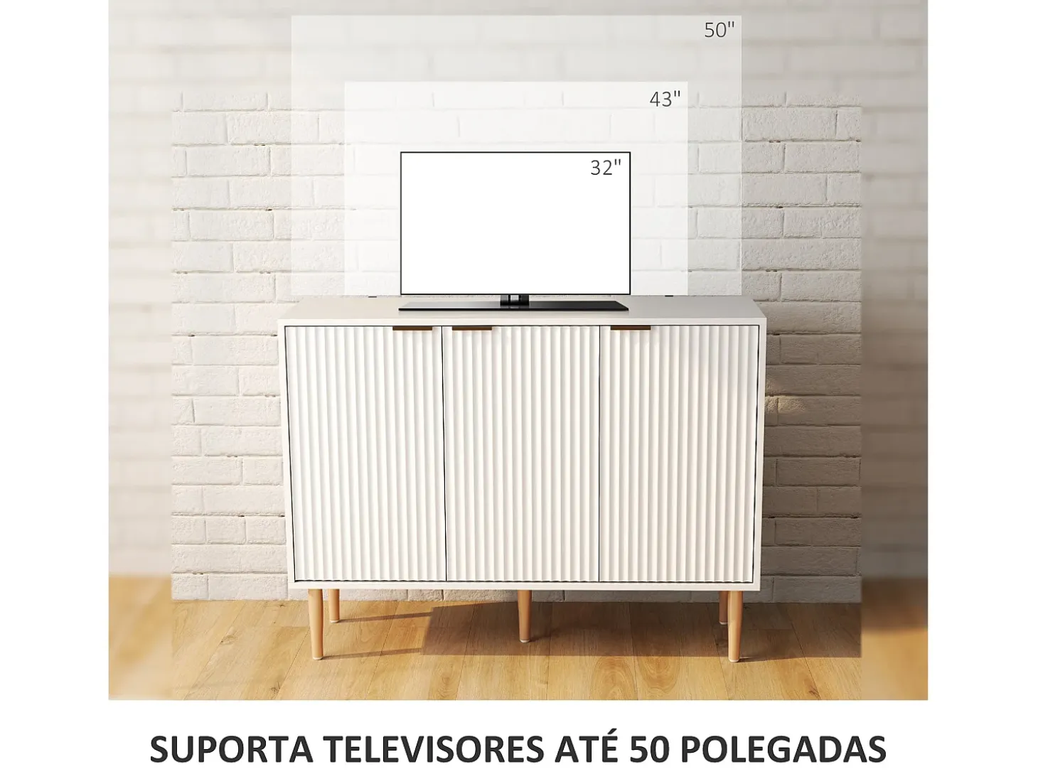 Aparador Bali Homcom 3 puertas blanco 80x107x35 cm