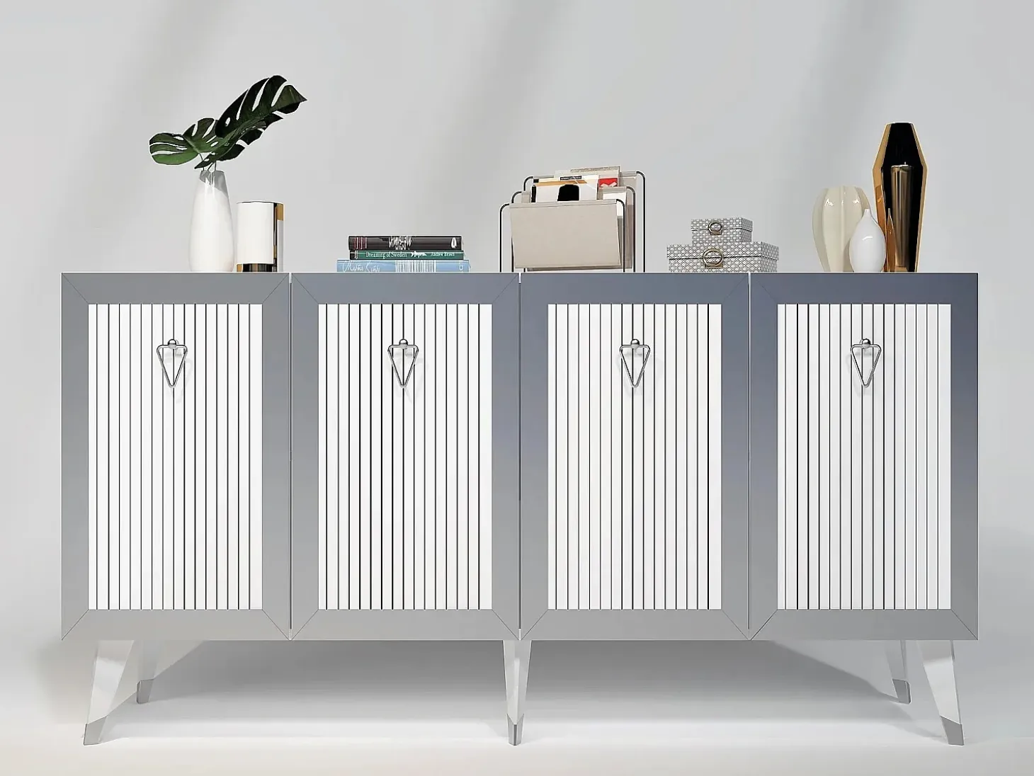 Aparador Bare Blanco Plata 150x80x40 cm