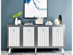 Aparador Bare Blanco Plata 150x80x40 cm