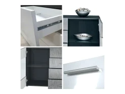 Aparador Bari V1 – Mueble con 2 Puertas Grandes y 4 Cajones, antracita mate/crema de alto brillo (138,5 x 75,5 x 35)