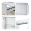Aparador Bari V1 – Mueble con 2 Puertas Grandes y 4 Cajones, blanco mate/crema de alto brillo (138,5 x 75,5 x 35)