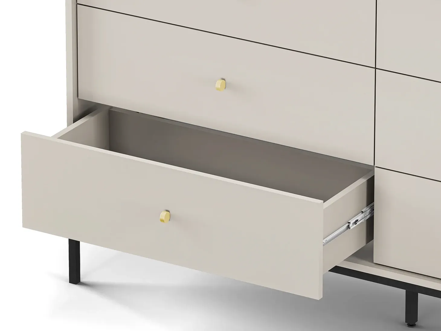 Aparador, beige arena, 154 x 83 x 39 cm, patas negras