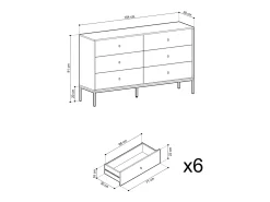 Aparador, beige arena, 154 x 83 x 39 cm, patas doradas