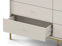 Aparador, beige arena, 154 x 83 x 39 cm, patas doradas