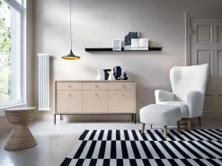 Aparador, beige arena, 153,4 x 83 x 39 cm, patas negras