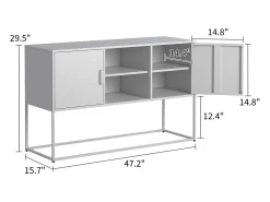 Aparador blanco - Aparador con 2 puertas y espacio de almacenaje abierto - para comedor y sala de estar