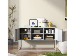 Aparador blanco - Aparador con 2 puertas y espacio de almacenaje abierto - para comedor y sala de estar