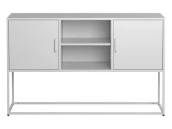 Aparador blanco - Aparador con 2 puertas y espacio de almacenaje abierto - para comedor y sala de estar