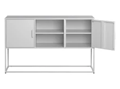 Aparador blanco - Aparador con 2 puertas y espacio de almacenaje abierto - para comedor y sala de estar