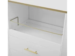 Aparador Blanco - Aparador con 2 cajones y 2 puertas de cristal - Almacenamiento abierto - para salón y comedor
