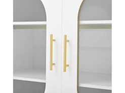 Aparador Blanco - Aparador con 2 cajones y 2 puertas de cristal - Almacenamiento abierto - para salón y comedor