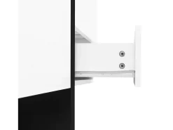 Aparador blanco brillante con 2 puertas y 4 cajones, para salón o dormitorio, 150 x 40 x 80 cm