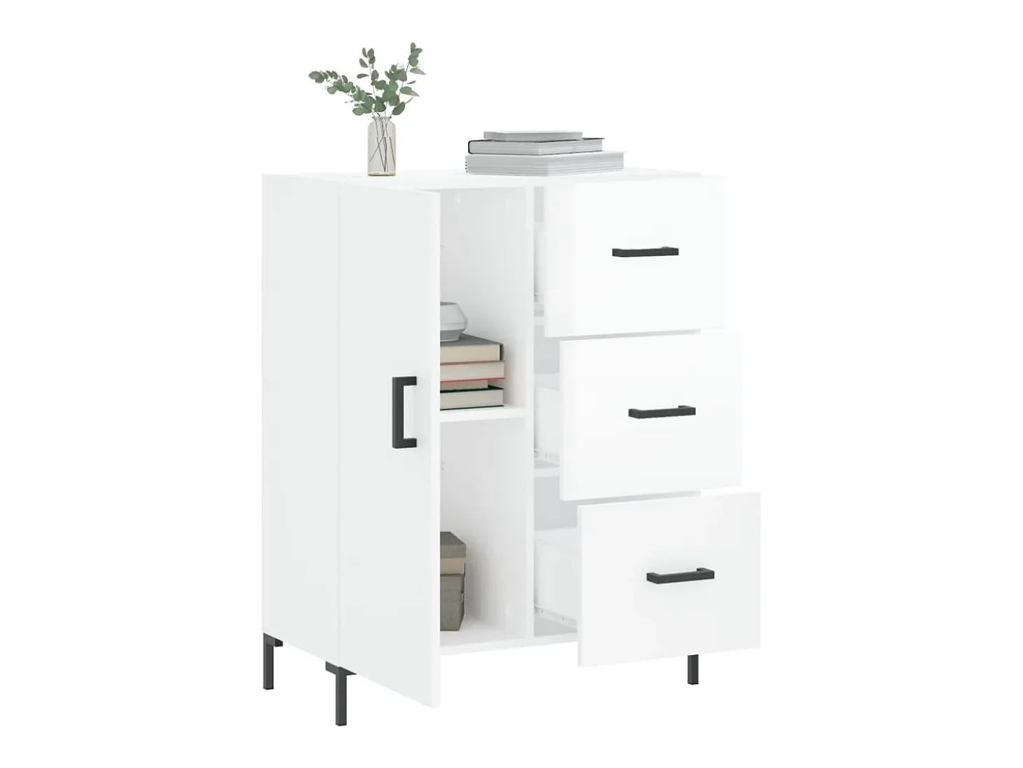Aparador Blanco brillo 69,5x34x90 cm Madera de ingeniería